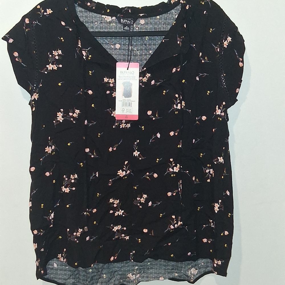 Buffalo David Bitton Women's Black Floral Top